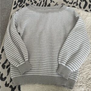 Cozy Casual Women's Gray Stripe Knit Sweater